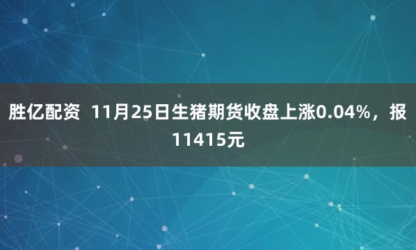 胜亿配资  11月25日生猪期货收盘上涨0.04%，报11415元